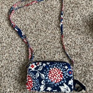 Vera Bradley Small Red and Blue Floral Crossbody Bag